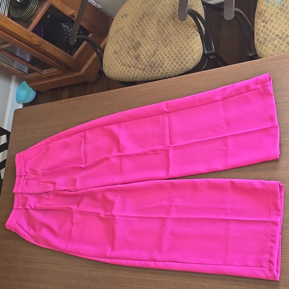 Cider Hot Pink High-Waist Wide Leg Trousers